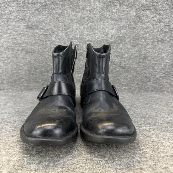 ✅Born Boots Womens Sz 7 Raisa Black Leather Side Zip Ankle Bootie Buckle Accents - Picture 5 of 10